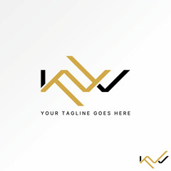 Poster - Logo design graphic concept creative premium abstract vector stock unique letter initial KW font line connected. Related typography monogram branding