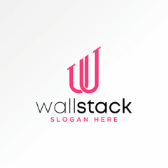 Poster - Logo design graphic concept creative premium vector stock letter initial W or UU font line connected up chart. Related to typography monogram branding