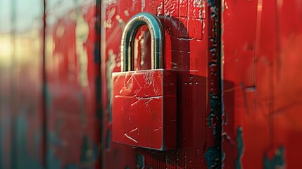 Wall Mural - A locked padlock background symbolizes the concept of confidentiality and security, depicted in a 3D rendering. 