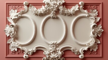 Wall Mural - A set of vintage frames highlighted on a white background