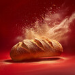 Sensory delight: Bread centerpiece amidst scarlet with golden accents
