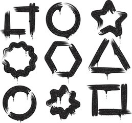 Wall Mural - black brush paint frames set