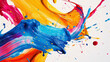 A vibrant display of colorful paint splash on a white background, creating abstract art. Colorful, paint, splash, white, abstract. AI generative
