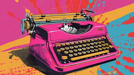 Old typewriter in pop art style