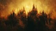 © Kwanruethai - A sepia-toned castle loomed, its dark fantasy spires reaching skyward, born from the abstract swirls of a generative AI's digital dreams.