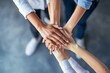 © MH - Closeup top view of young business people putting their hands, business people hands together, together working concept, strong together closeup, work together, diversity closeup, diversity concept