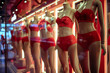 mannequins in red underwear in lingerie shop