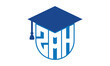 ZAH initial letter academic logo design vector template. school college logo, university logo, graduation cap logo, institute logo, educational logo, library logo, teaching logo, book shop, varsity