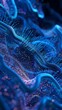 © Holly Design - Hair cells in inner ear, closeup, vibrant blue sound waves, dark background, sharp detail