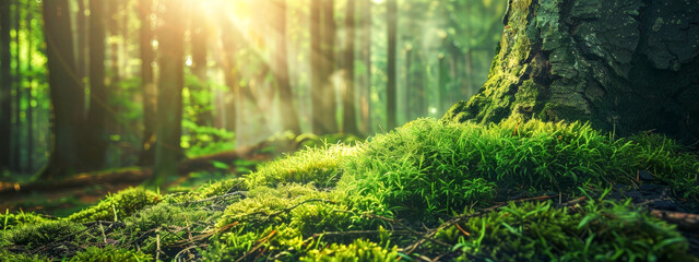 Wall Mural - a tree with moss growing on it in a forest