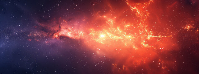 Wall Mural - A colorful space background with orange and blue swirls