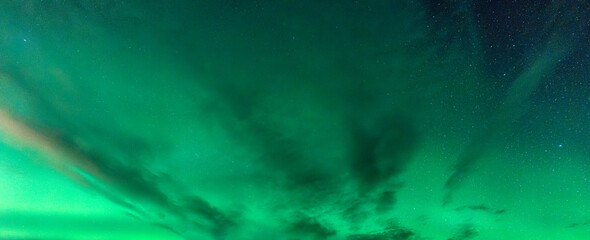 Wall Mural - aurora borealis, northern lights glowing with starry in the night sky