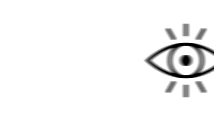 Poster - Animation set, vision symbol. Animations: transparency, zooms, transition top to down, transition left to right, slide up to down, slide left to right