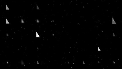 Poster - Template animation of evenly spaced right triangle symbols of different sizes and opacity. Animation of transparency and size. Seamless looped 4k animation on black background with stars