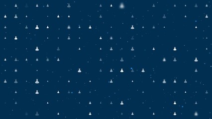 Poster - Template animation of evenly spaced flared dress symbols of different sizes and opacity. Animation of transparency and size. Seamless looped 4k animation on dark blue background with stars