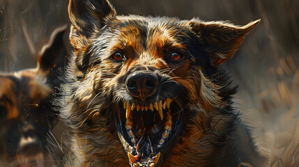 Wall Mural - Aggressive barking dog