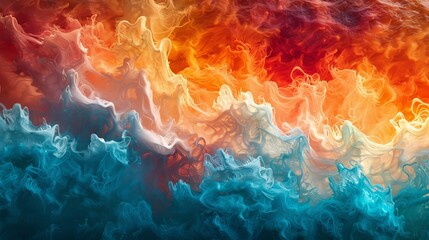 Wall Mural - Abstract background with blue, orange and red flames. Fantasy fractal texture