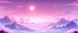   A painting of a mountain range under a full moon, with clouds in the foreground Behind, a pink sky filled with stars and clouds