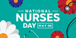 © juandy - National Nurses Day. Flower and stestoscope. Great for cards, banners, posters, social media and more. Easy blue background.