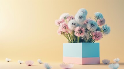 Wall Mural - A vase filled with pink and blue flowers