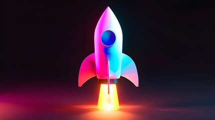 Wall Mural - Colorful Rocket take off on background for Business start up and science concept