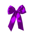 purple satin ribbon bow. Bow on transparent background clipart. High quality photo