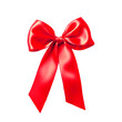 Red satin ribbon bow. Bow on transparent background clipart. High quality photo