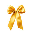 Yellow satin ribbon bow. Bow on transparent background clipart. High quality photo