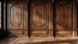 © Mas - Interior vintage teak wood panels in classic 3d rendering background