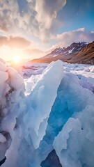 Wall Mural - Ice formations on a frozen lake in Antarctica