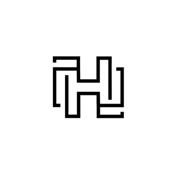Simple vector logo in a modern style. Line art style monogram Letter H.