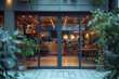 Spacious cafe entrance with full-height glazing, showcasing a bright, contemporary interior