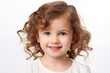Child girl with white background. Nursery school. Childhood professions. School holidays. Topics related to childhood.