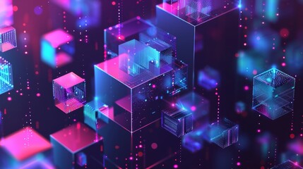 Poster - Blockchain mining concept illustration. Abstract crypto currency background. Technology associated with fintech.
