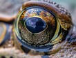 Intimate portrait of a frogs eye, capturing the reflection of its environment, perfect for unique animal closeups