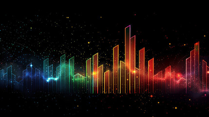 Poster - Vibrant financial graph on dark background