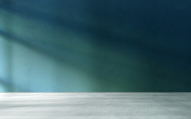 Wall Mural - 3D rendering of empty room. Concrete floor and teal wall.