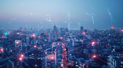 Poster - IOT concept. Smart city and communication network. Internet of things.