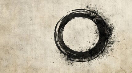 Wall Mural - Hand-drawn circle formed by single unbroken line, minimalist art.