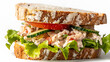 Délicieux sandwich à la salade de thon - Un délice frais et sain isolé sur un fond transparent clair et croustillant
