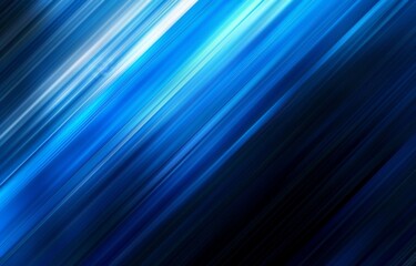 Wall Mural - Blue diagonal lines on a black background, an abstract blurred light effect in the style of for a banner or wallpaper Generative AI