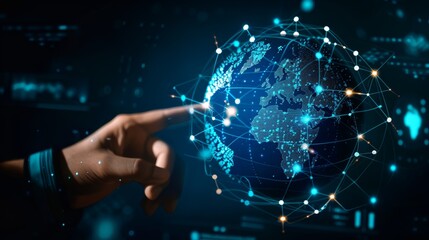 Leinwandbilder - World and globe big data icon UI with hand-selected Big Data symbols and modern user interface.