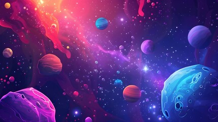 Wall Mural - Space background with colorful planet and star