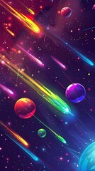 Wall Mural - Space background with colorful planet and star