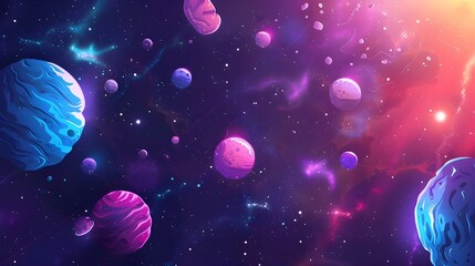 Wall Mural - Space background with colorful planet and star