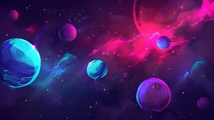 Wall Mural - Space background with colorful planet and star