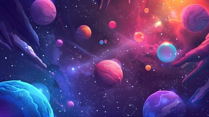 Wall Mural - Space background with colorful planet and star