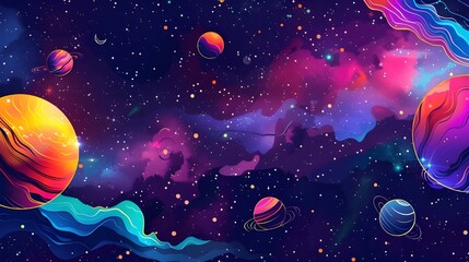 space background with colorful planet and star
