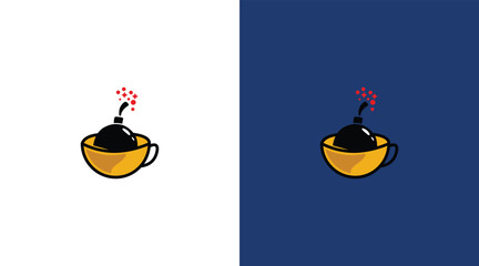 Boom and Coffee cup icon Minimalist Logo