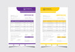 purple and yellow color invoice template, vector clean invoice template design. 
